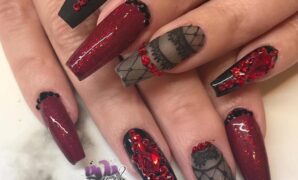 burgundy christmas nail designs