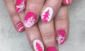 pink christmas nail designs