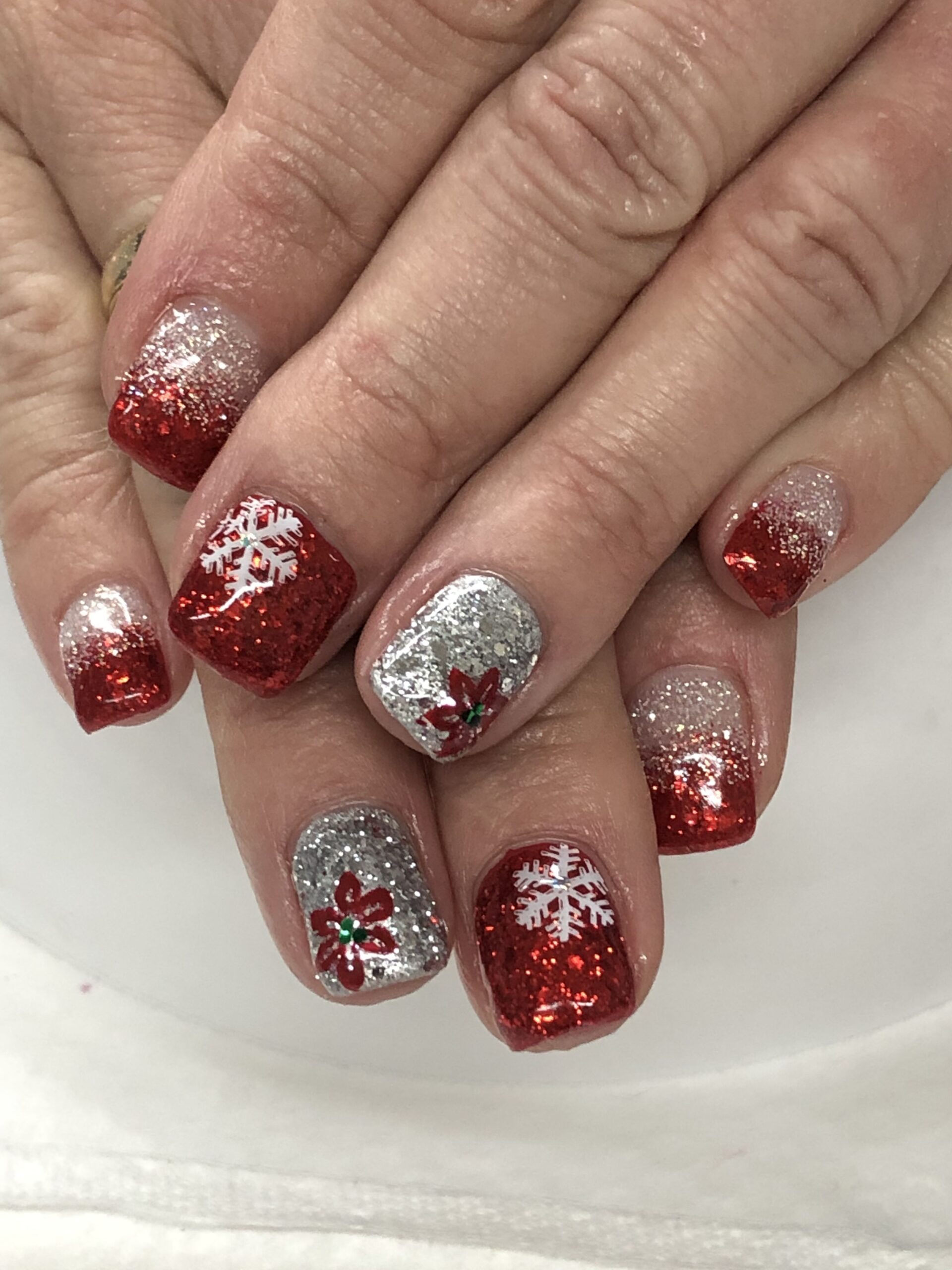christmas ombre nails winter glitter