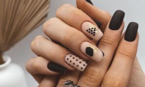 nude and black nail designs