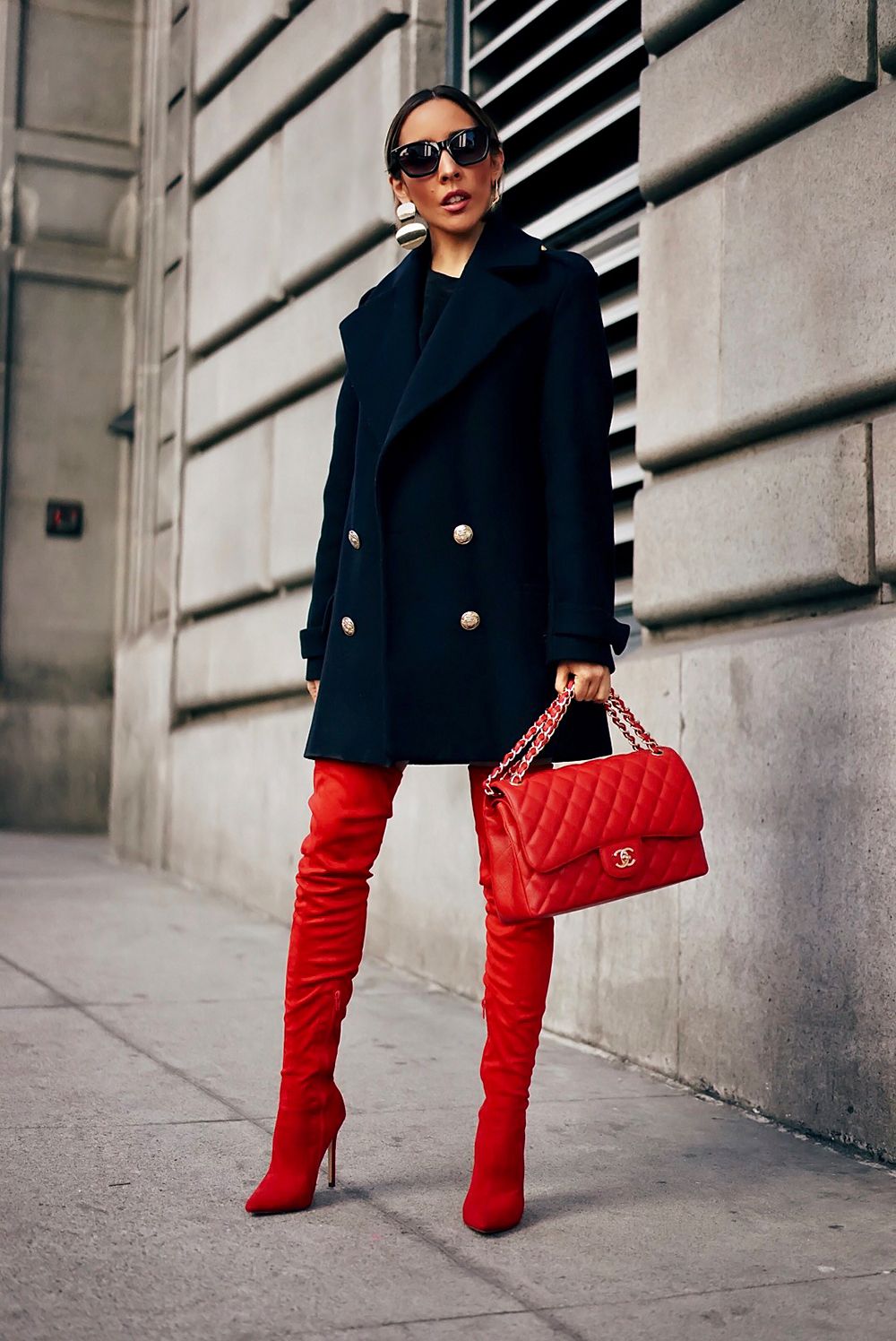 red thigh high boots outfit ideas